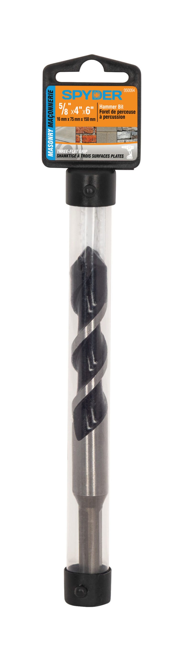 Spyder 5/8 Inch x 6 Inch Carbide-Tipped Three-Flat Grip Shank Hammer Drill Bit, large image number 8