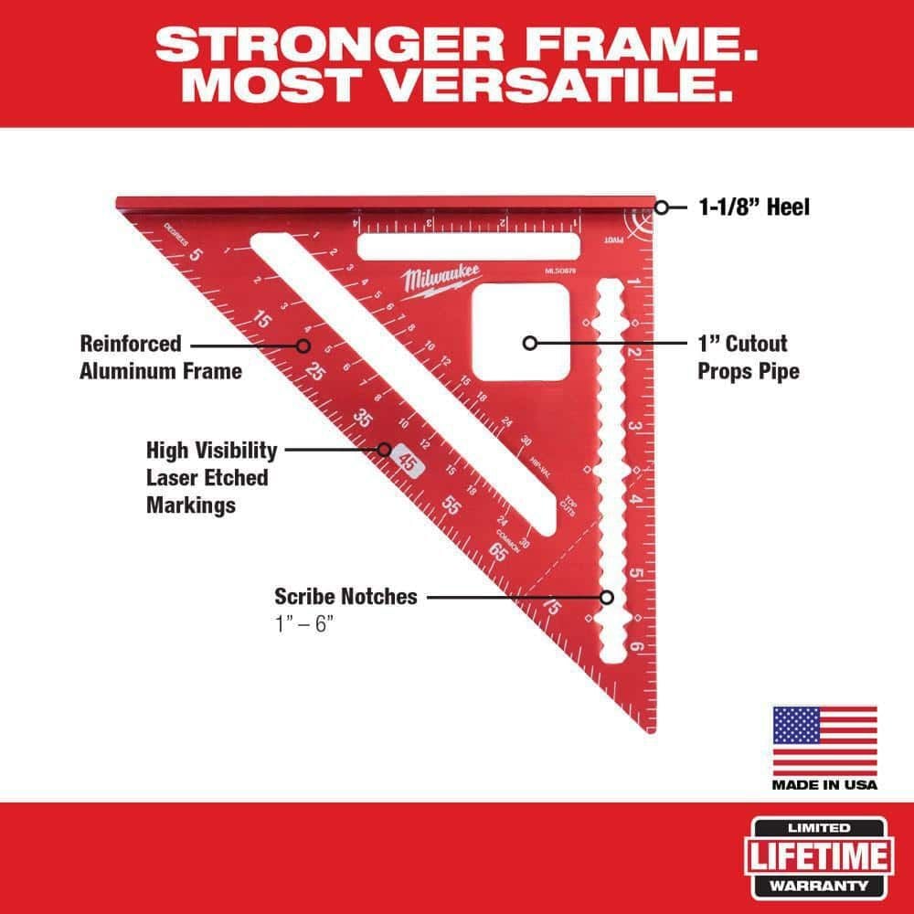 Milwaukee 7 Inch Rafter Square and 4-1/2 Inch Trim Square Set, 2 Pieces, large image number 4