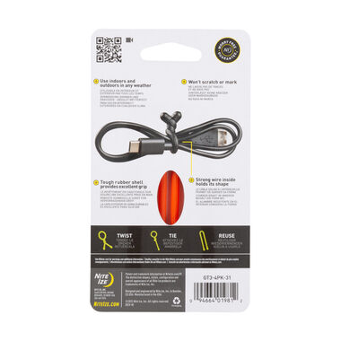 Nite Ize Gear Tie Reusable Rubber Twist Tie 3in 4pk Br. Orange, large image number 1
