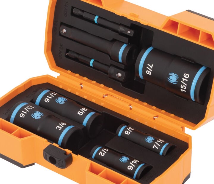 Spyder 1/4 & 3/8 Inch Drive SAE Flip Socket Set with 3 Inch Extension, 8 Pieces, large image number 6
