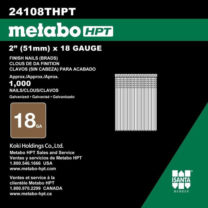Metabo HPT Brad Finish Nails 2in 18 Gauge 1000qty, large image number 2
