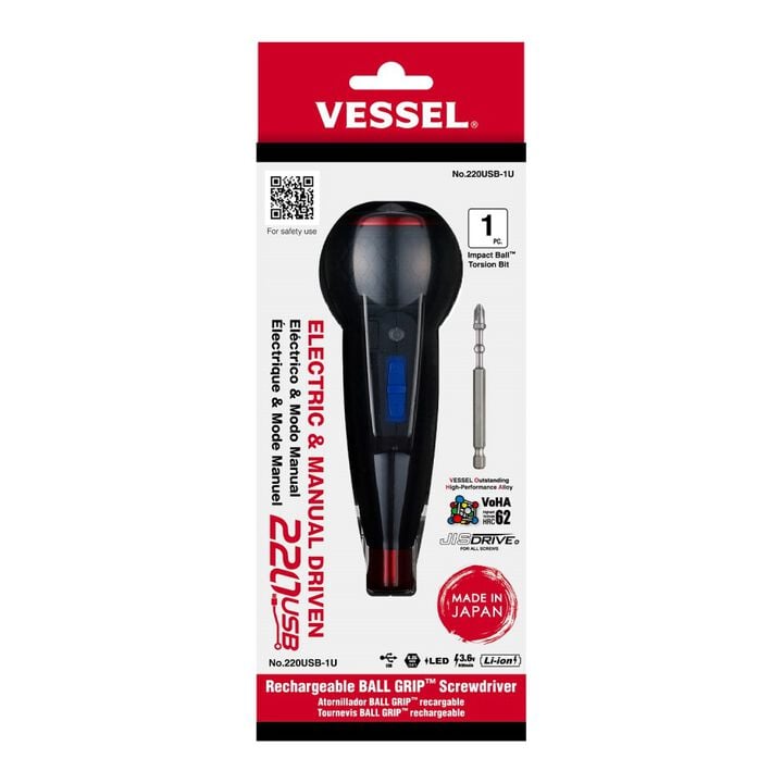 VESSEL e-Assist Cordless Electric Screwdriver 3.6V USB Ball Grip 1/4 Inch Hex with Impact Torsion Bit, large image number 7