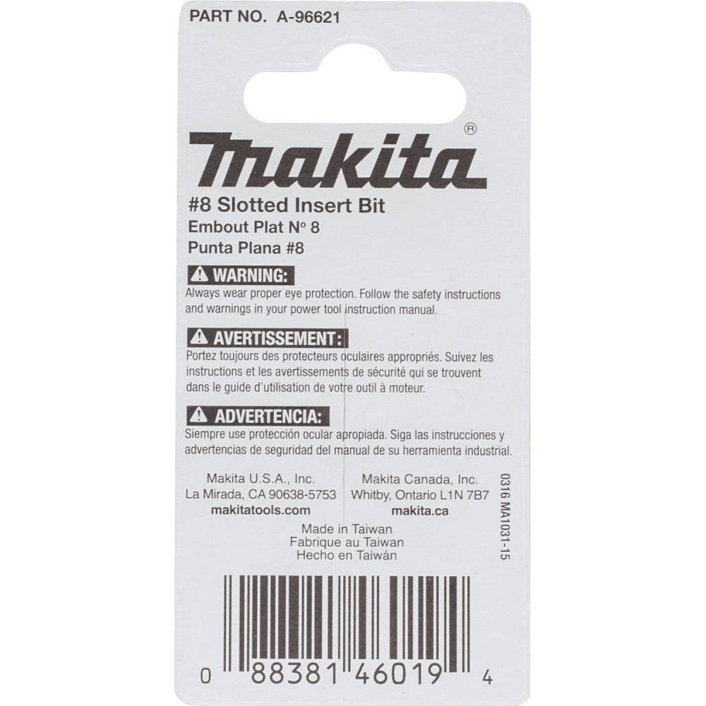 Makita Impact X #8 Slotted 1 Insert Bit 2/pk, large image number 4