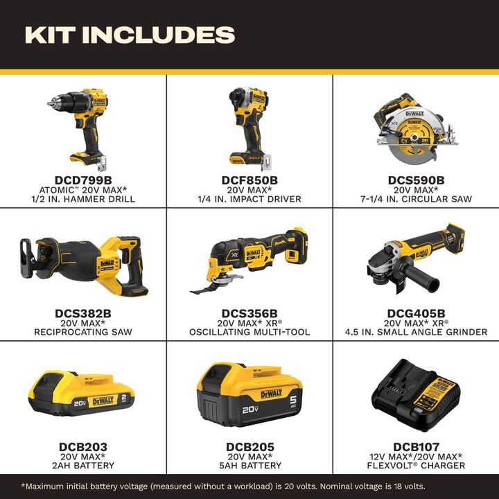 DEWALT 20V MAX 6 Tool Combo Kit, large image number 1