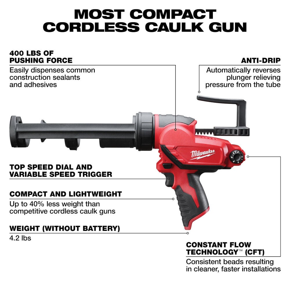 Milwaukee M12 10 Oz Caulk Gun Bare Tool 2441 20 Simolary simolary.com 7