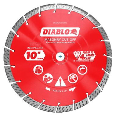 Diablo Tools 10in Diamond Segmented Turbo Cut-Off Discs for Masonry