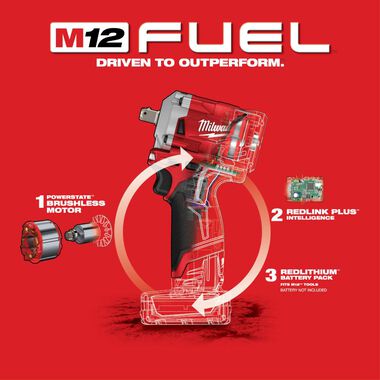 Milwaukee M12 FUEL Stubby 1/2 in. Pin Impact Wrench (Bare Tool), large image number 5
