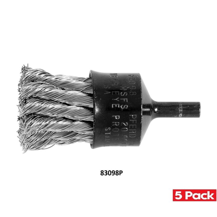 Pferd 1 Inch, 0.014 Inch Stainless Steel Knot Wire End Brush Bundle, 5 Pieces, large image number 1