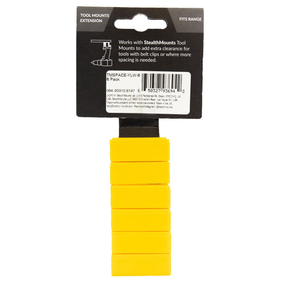 Stealthmounts Tool Mount Spacer DEWALT XR Tools 12mm Yellow 6pk, large image number 6