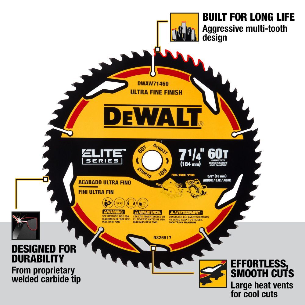 DEWALT Circular Saw Blade 7 1/4in 60T, large image number 3