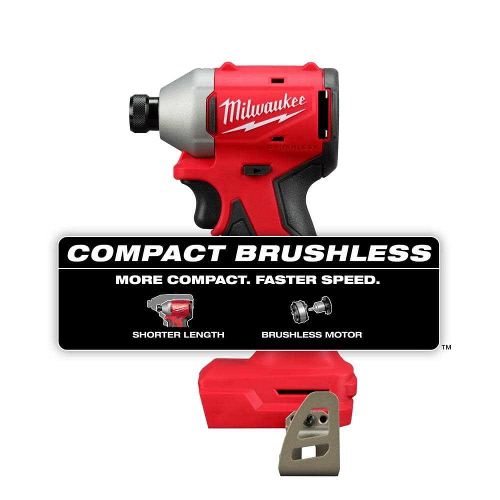 Milwaukee M18 Compact Brushless 1/4 Inch Hex Impact Driver (Bare Tool)-Reconditioned, large image number 2