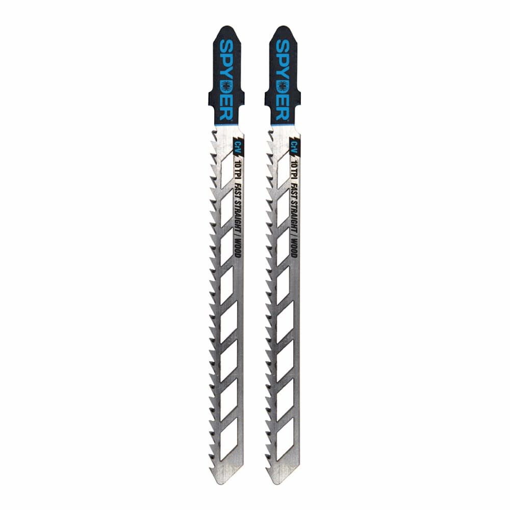 Spyder 4 Inch, 10-TPI, Skeleton T-Shank CRV Jig Saw Blades for Wood, 2 Pieces - 300101