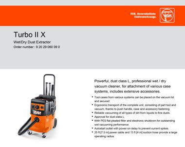 Fein Turbo II X Professional Wet/Dry Vacuum Cleaner with Included Accessory Set 9.2 Gallon, large image number 1