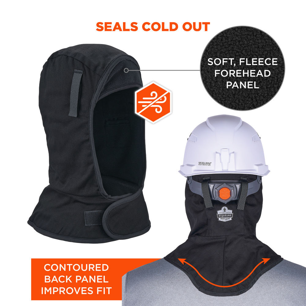 Ergodyne 6849 Long Winter Hard Hat Liner Black, large image number 4