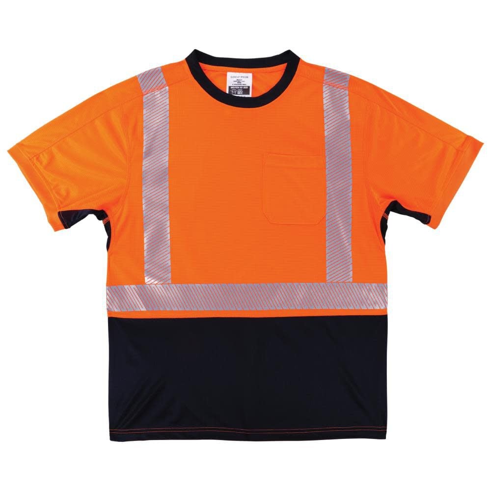 Ergodyne GloWear 8283BK Performance Hi Vis T Shirt Black Bottom Orange Size 3XL – 23517