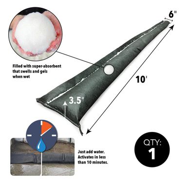 Quick Dam 10-ft L x 6-in W Self-Inflating Flood Barrier, large image number 2