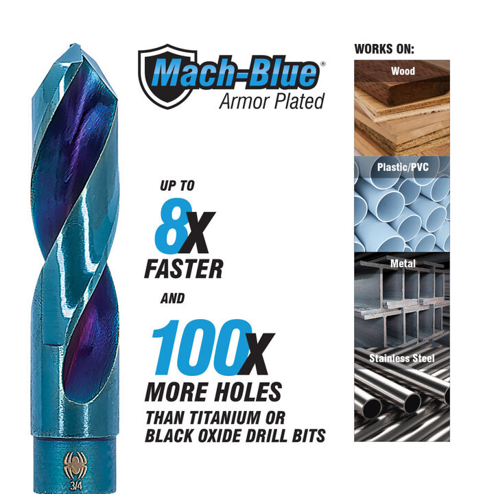 Spyder 3/4 Inch Reduced Shank S&D Drill Bit, 135 Degree Self-Centering Split Point, large image number 3