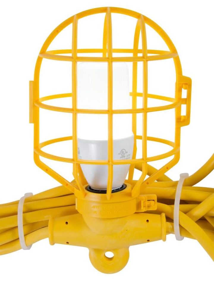 Bergen Industries 100 Ft. 14/2 SJTW 10-Cage Temporary Work Light Stringer 15A Male/Female Ends Yellow, large image number 1