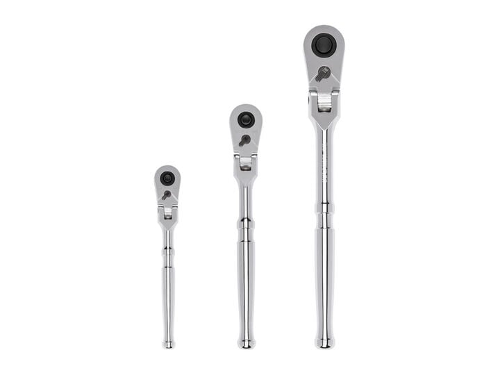 Tekton 1/4, 3/8, 1/2 Inch Flex Head QR Ratchet Set, 6, 8, 10-1/2 Inch