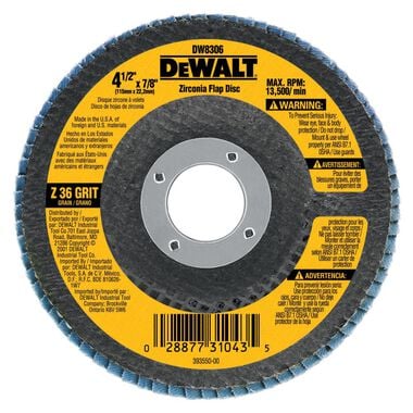 DEWALT 5 In. x 7/8 In. 80 g Zinc Flap Disc, large image number 0