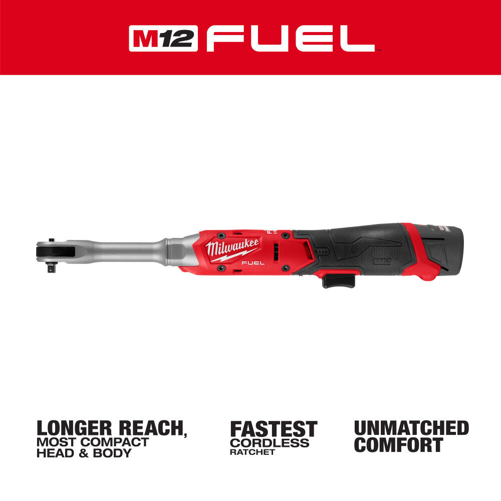Milwaukee M12 FUEL 1/4 Inch Extended Reach Ratchet Kit, large image number 2