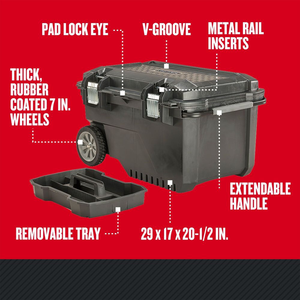 CRAFTSMAN 29 Inch Wheeled Lockable Tool Box 24 Gallon, large image number 3