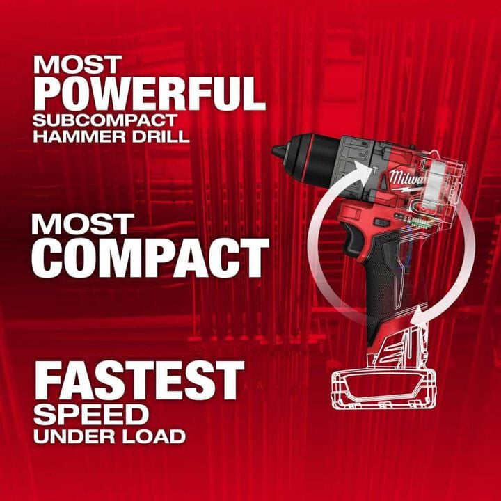 Milwaukee M12 1/2 Inch Cordless Hammer Drill/Driver Kit with Battery and Charger, large image number 6