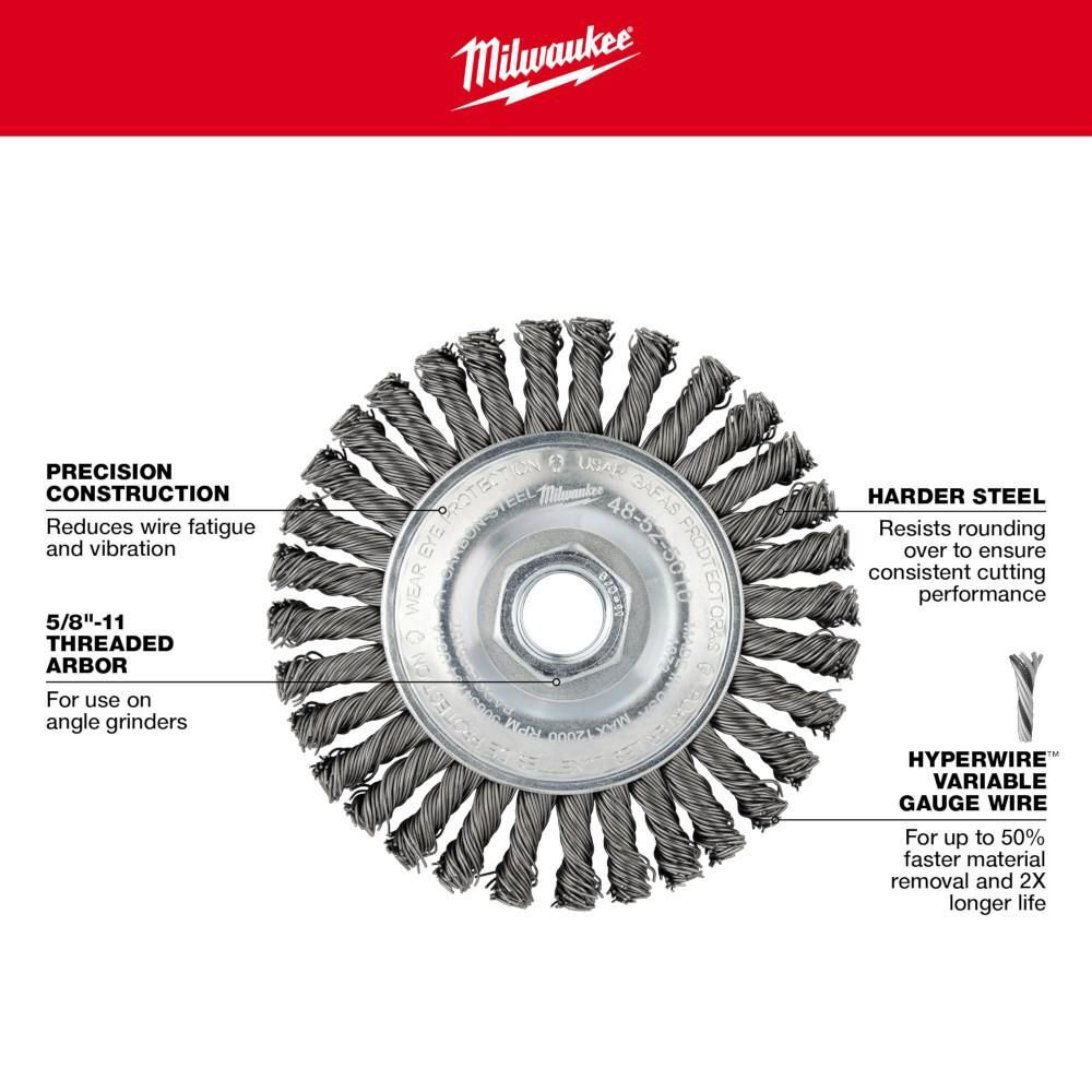 Milwaukee 4 In. 5/8-11 Carbon Steel Stringer Bead Wheel, large image number 3