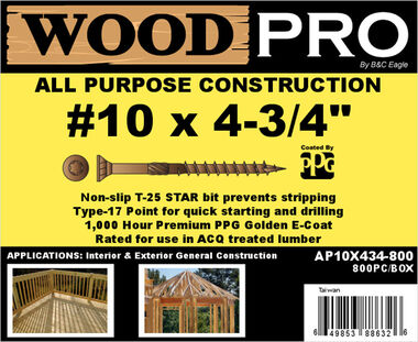 Woodpro (800) #10 x 4-3/4 In. All Purpose Wood Screws, large image number 1
