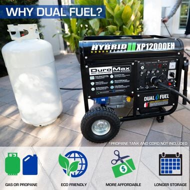 Duromax XP12000EH Dual Fuel Portable Generator - 12000 Watt Gas or Propane Powered-Electric Start- Home Back Up and RV Ready 50 State Approved, large image number 2