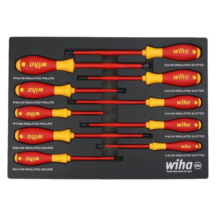 Wiha SoftFinish Screwdriver Tray Set Insulated 10pc