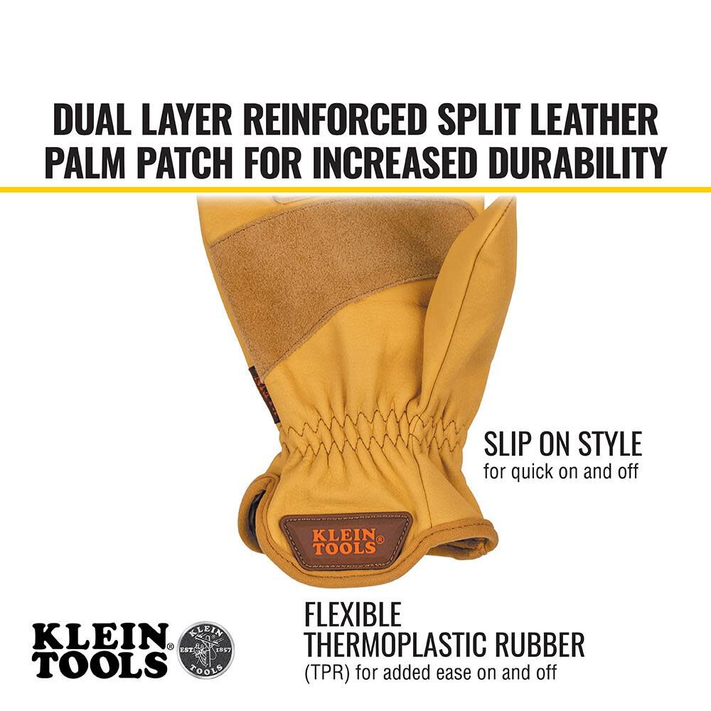 Klein Tools Cowhide Leather Gloves, Small, large image number 3