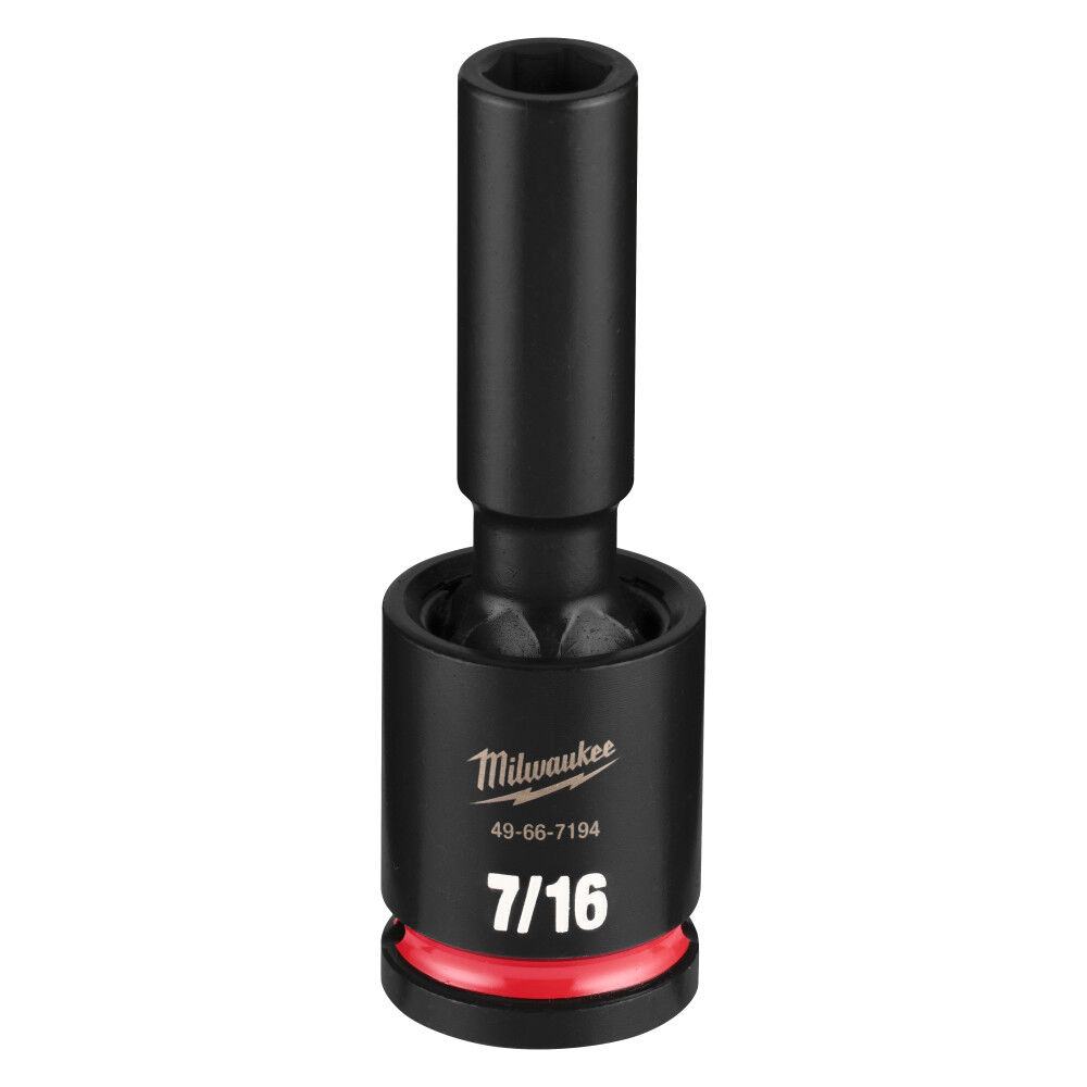 Milwaukee SHOCKWAVE Impact Duty 1/2 Inch Drive 7/16 Inch Deep Swivel Socket - 49-66-7194