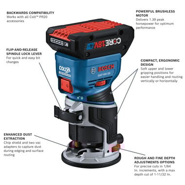 Bosch 18V Brushless Colt Palm Router Kit, large image number 1