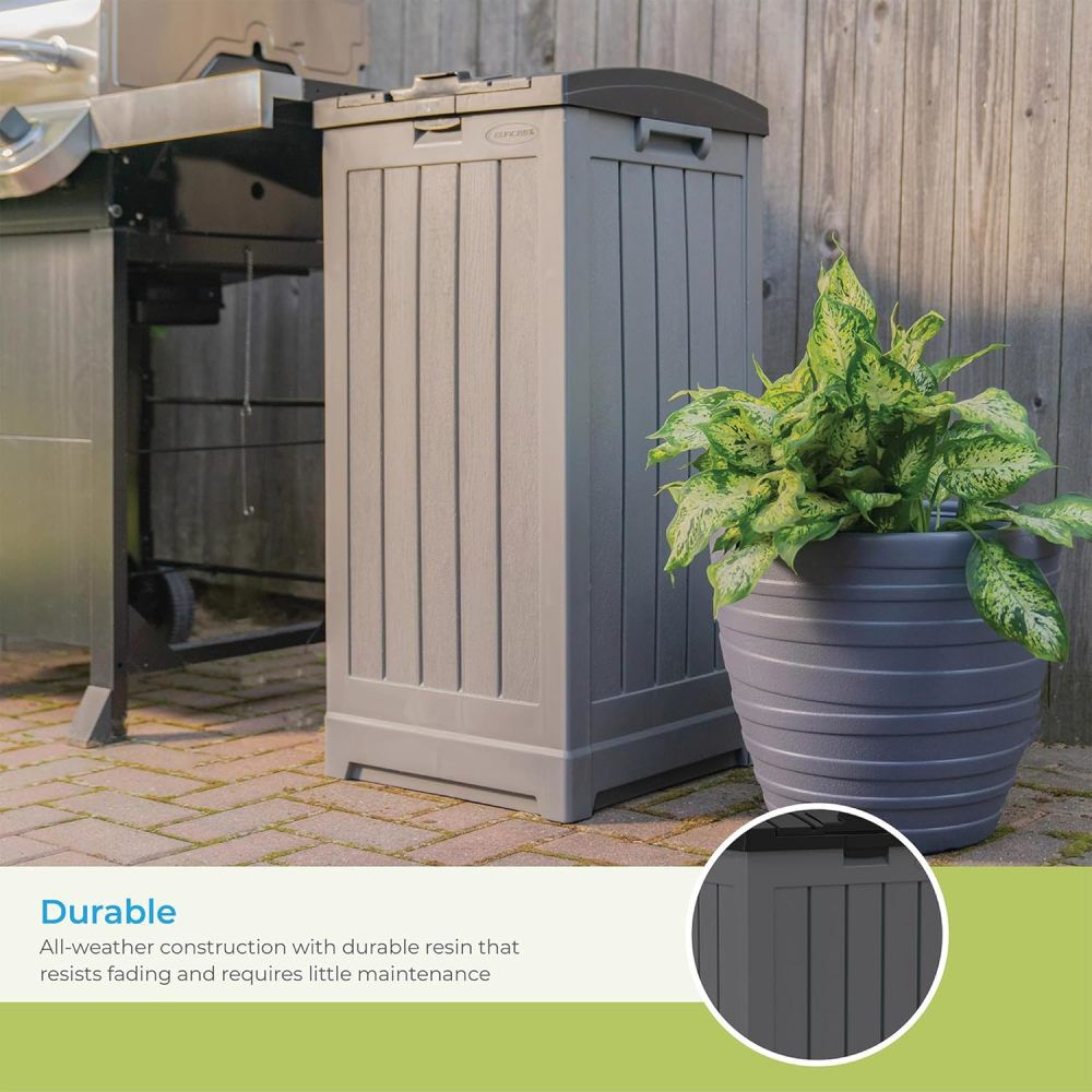 Suncast Trash Hideaway 36 - 39 Gallon Resin Refuse Container, Peppercorn, large image number 4