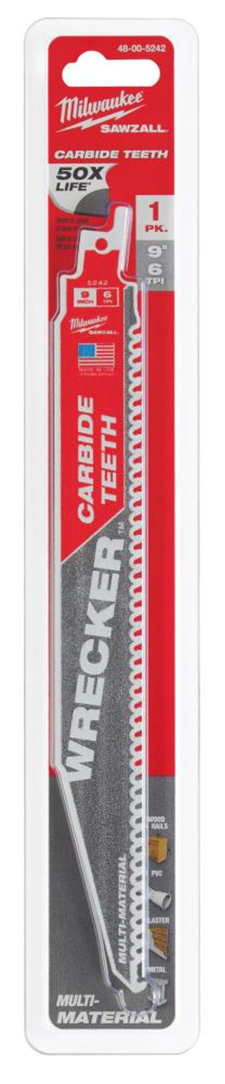Milwaukee 9inch 6 TPI THE WRECKER with Carbide Teeth SAWZALL Blade 1PK, large image number 12