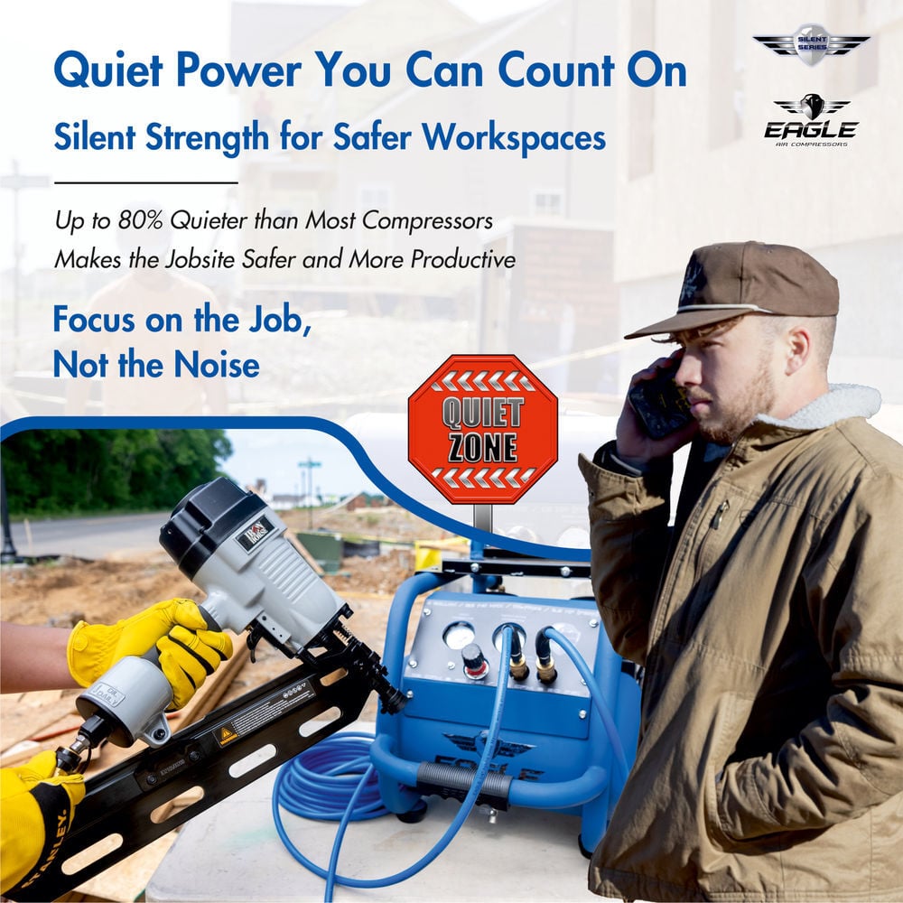 Eagle Compressor Silent Series 6 Gallon Electric Portable Air Compressor, large image number 8