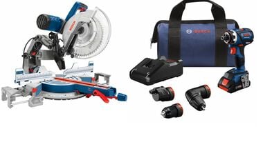 Bosch 12in Miter Saw with 18V EC Flexiclick 5 In 1 Drill/Driver System Kit Bundle