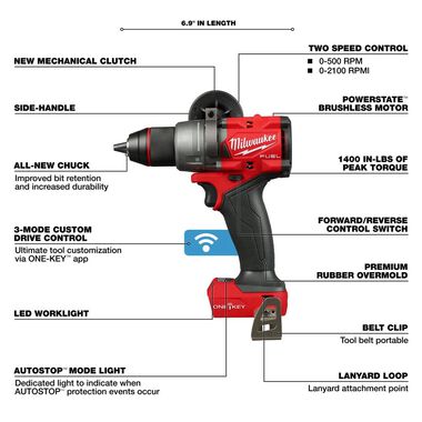 Milwaukee M18 FUEL 1/2 Hammer Drill/Driver with ONE-KEY (Bare Tool), large image number 3