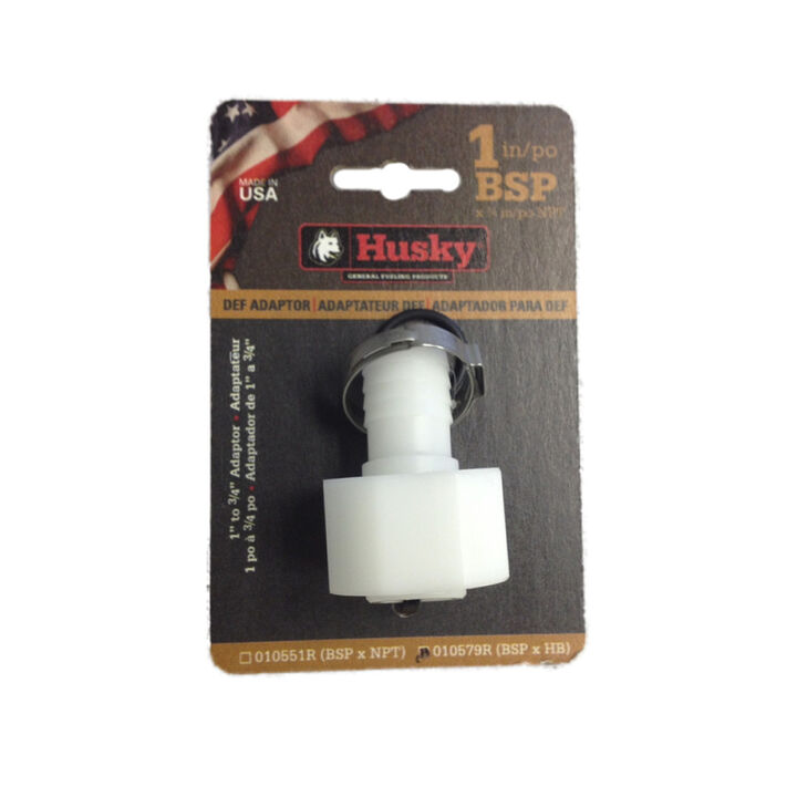 Husky 1 Inch BSPP x 3/4 Inch NPT Polymer DEF Adapter