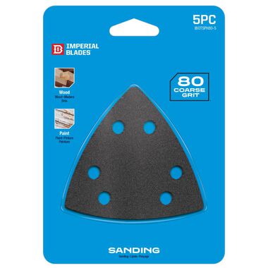 Imperial Blades IBOTSPH80-5 One Fit Oscillating Multi-Tool Triangle Sandpaper 80 Coarse Grit 5PC, large image number 2