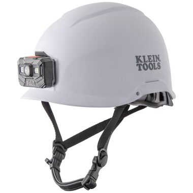 Klein Tools Safety Helmet Non-Vented-Class E with Rechargeable Headlamp White, large image number 0