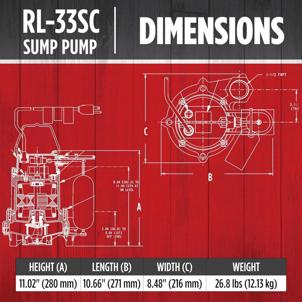 Red Lion 1/3HP 3000 GPH Sump and Effluent Pump with Float Switch, large image number 3