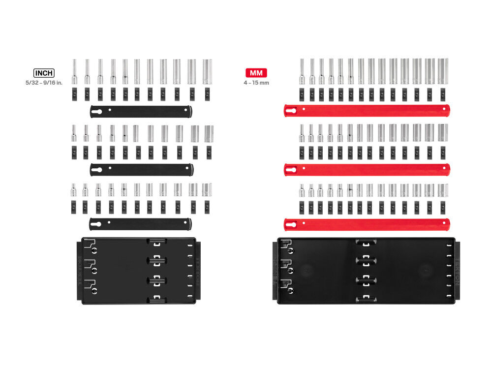 Tekton 1/4 Inch Drive Shallow, Semi-Deep, and Deep 12 Point Sockets with Rails, 75 Pieces, large image number 2