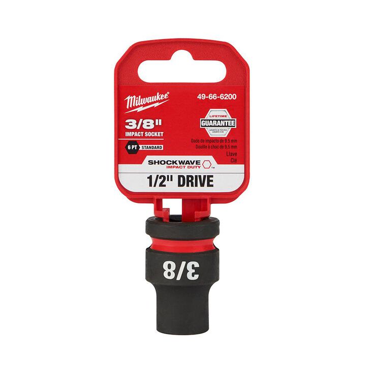 Milwaukee Impact Socket 1/2in Drive 3/8in Standard 6 Point, large image number 0