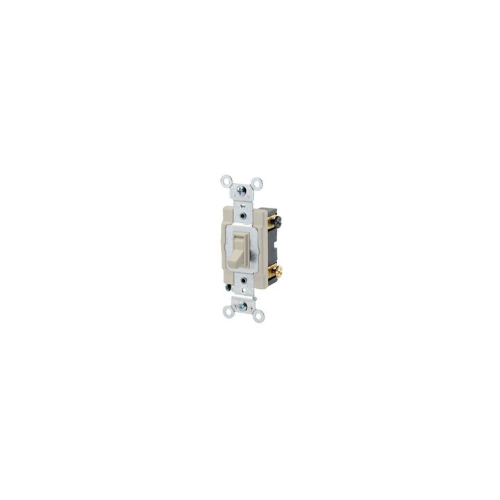 Leviton 15A 120/277V Metal Ivory Grounded AC Quiet Toggle Switch, large image number 1