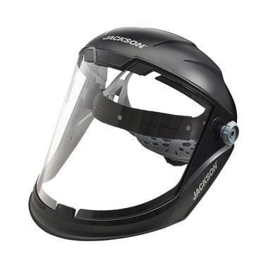 Jackson Safety Lightweight MAXVIEW Premium Face Shield with Ratcheting Headgear Clear Tint Anti-Fog Coating Black