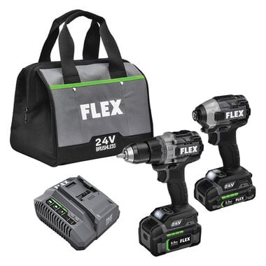 FLEX 24V Drill Driver With Turbo Mode and Quick Eject Impact Driver Kit