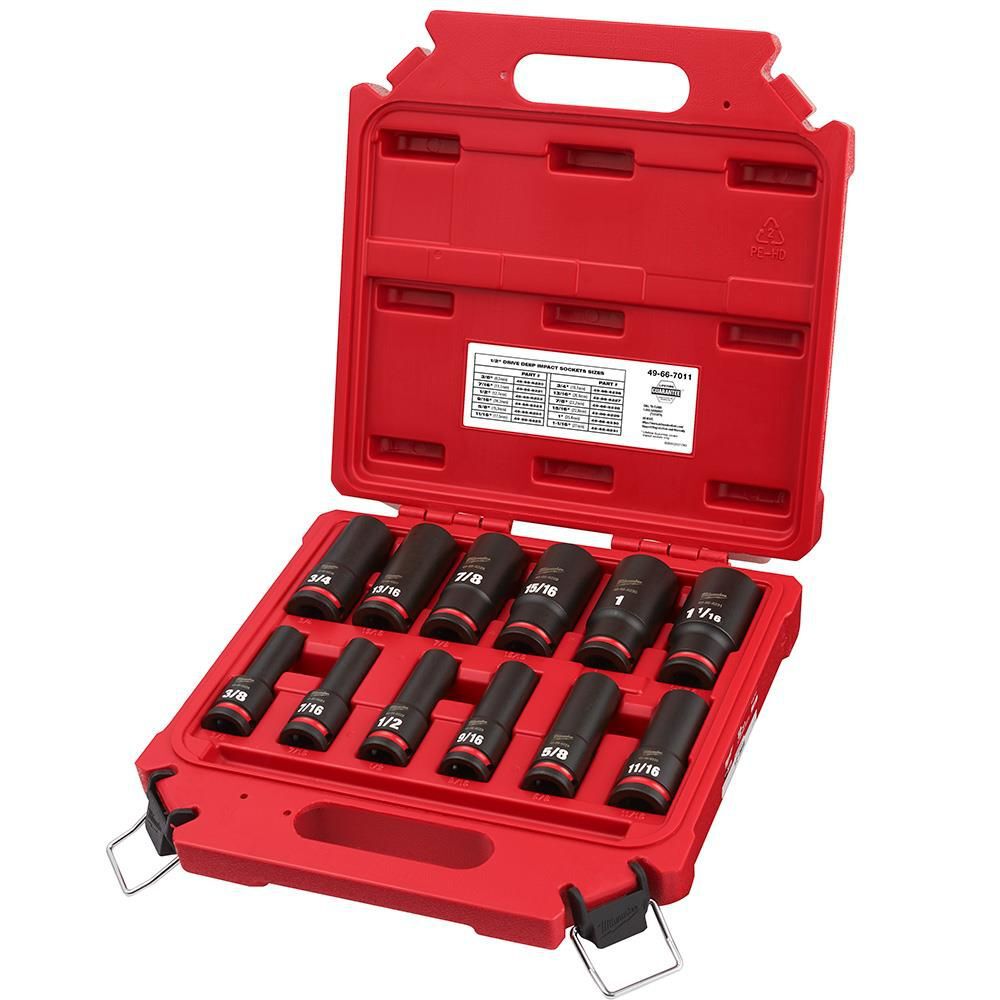 Milwaukee Impact Socket 1/2in Drive SAE 6 Point 12pc, large image number 3