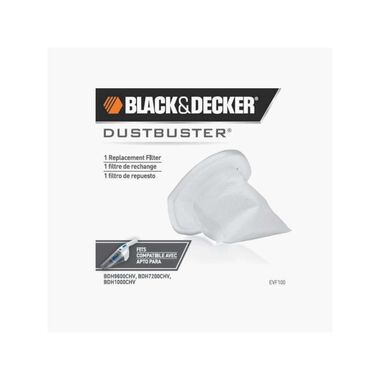 Black and Decker Hand Vacuum Filter for Model BHD9600CHV/BDH7200CHV Vacs  EVF100 from Black and Decker - Acme Tools